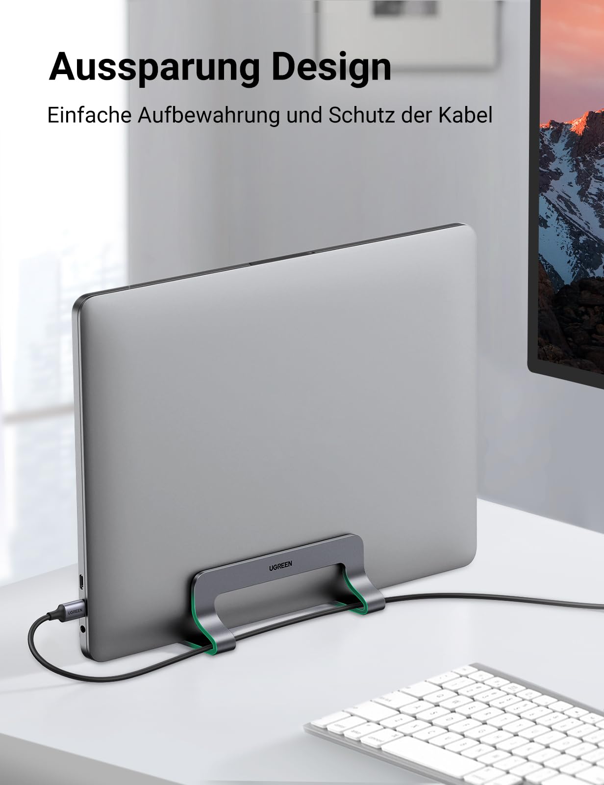 UGREEN Laptopständer Vertikal – Aluminium, platzsparend, kompatibel mit Laptops & Tablets