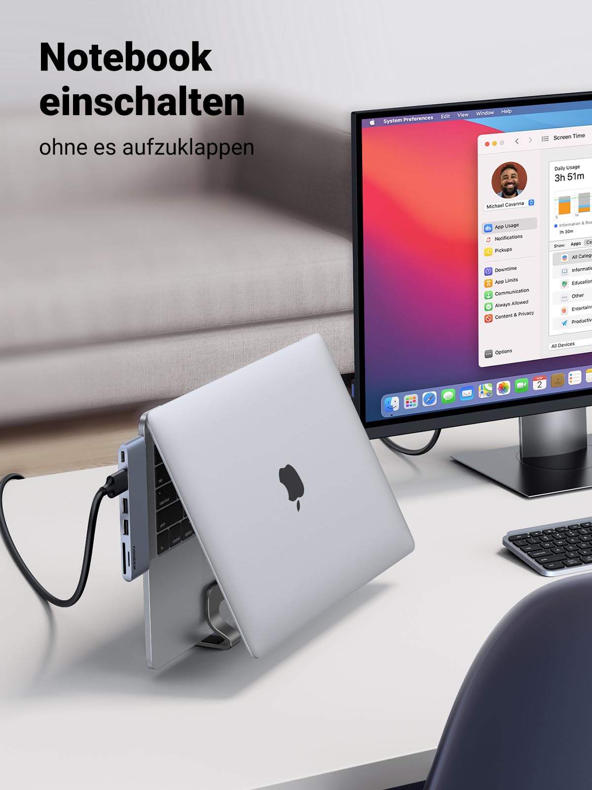 UGREEN Laptopständer Vertikal – Aluminium, platzsparend, kompatibel mit Laptops & Tablets