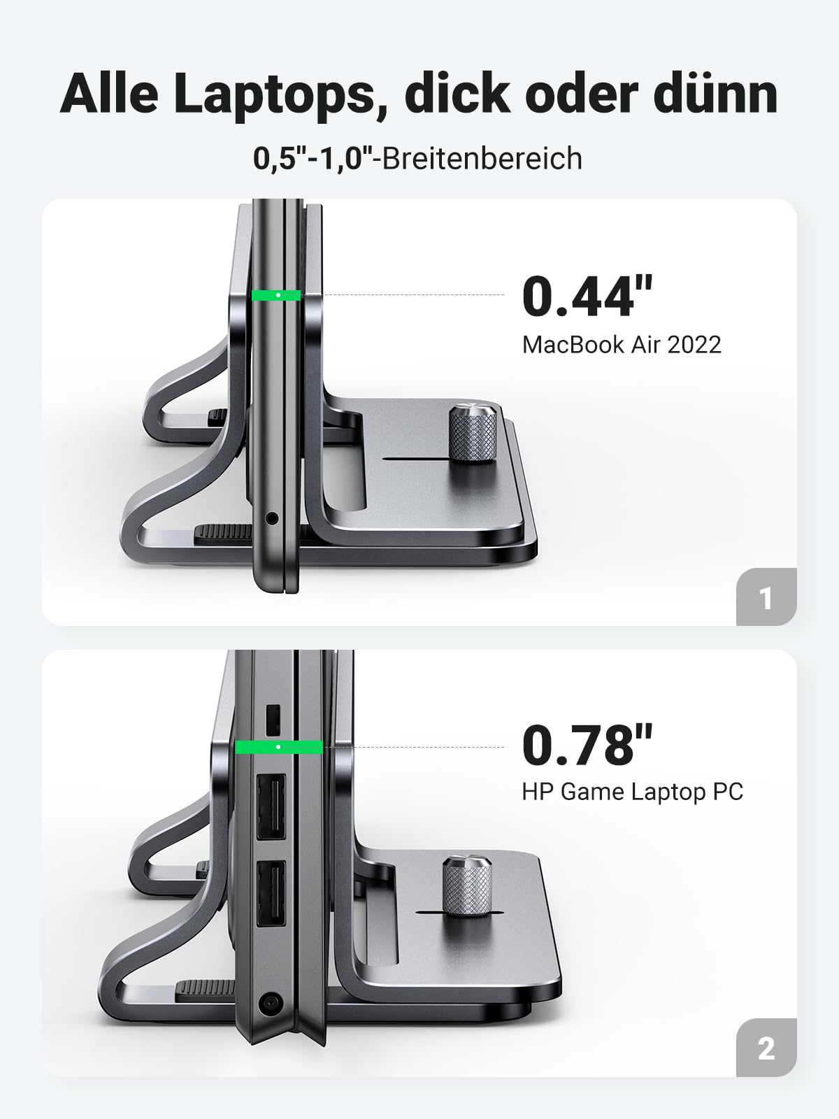 UGREEN Laptopständer Vertikal – Aluminium, platzsparend, kompatibel mit Laptops & Tablets