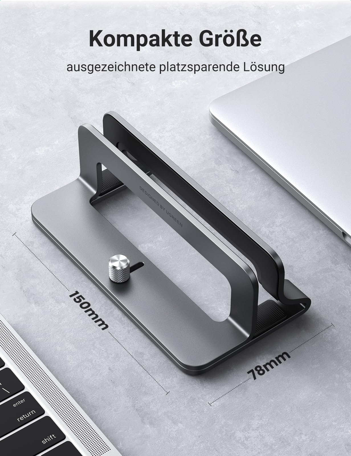 UGREEN Laptopständer Vertikal – Aluminium, platzsparend, kompatibel mit Laptops & Tablets